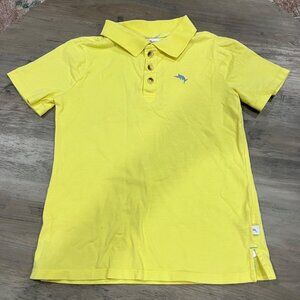 Tommy Bahama Boys Yellow Polo Shirt Size 7 100% Cotton Short Sleeve Dolphin Logo